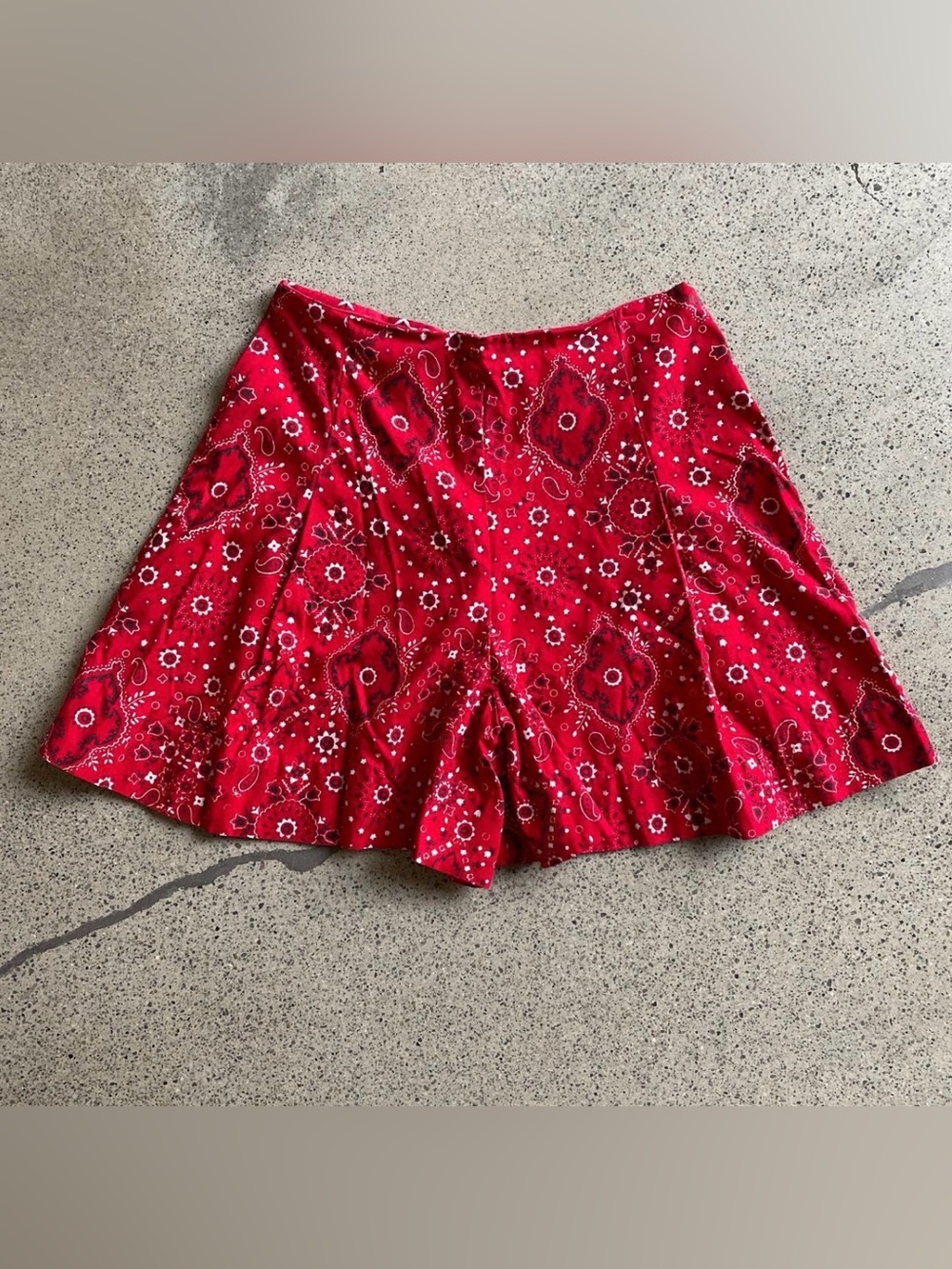 Vintage Red Bandana Print Shorts
